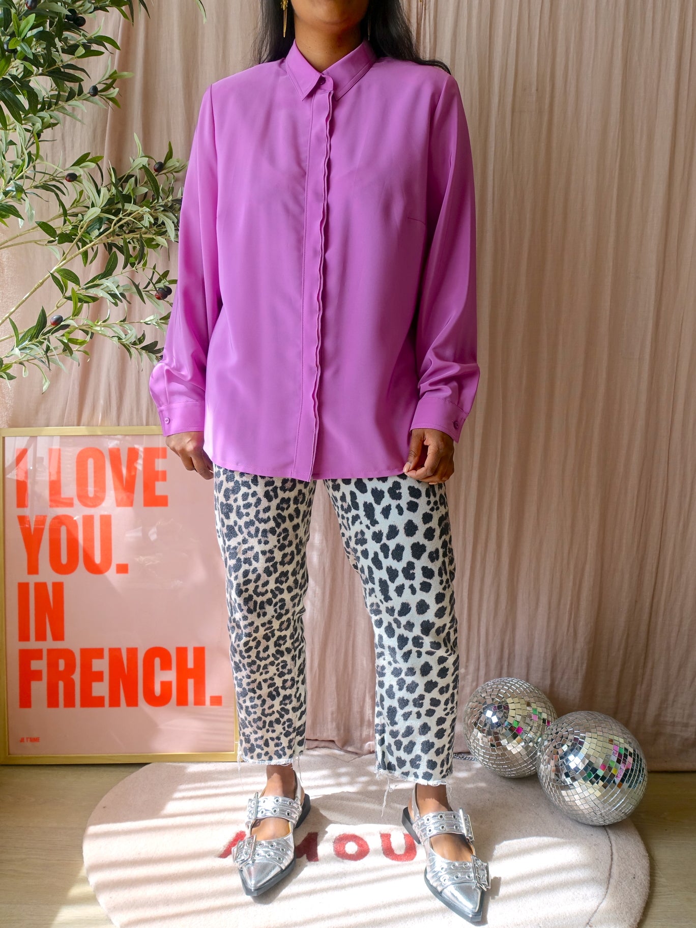 Sommermann shouder padded lilac lovers shirt
