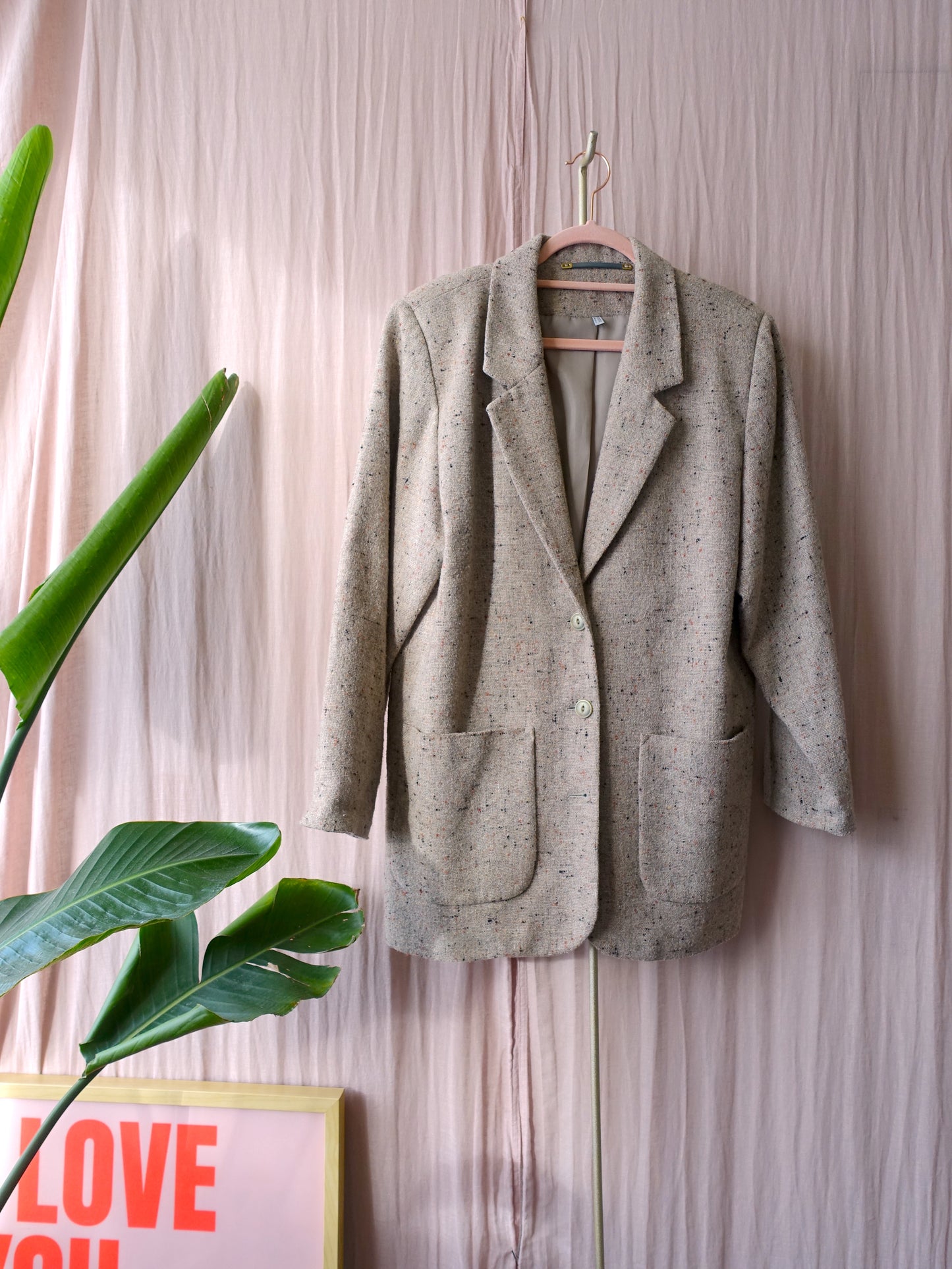 Vintage wool blazer beige melange