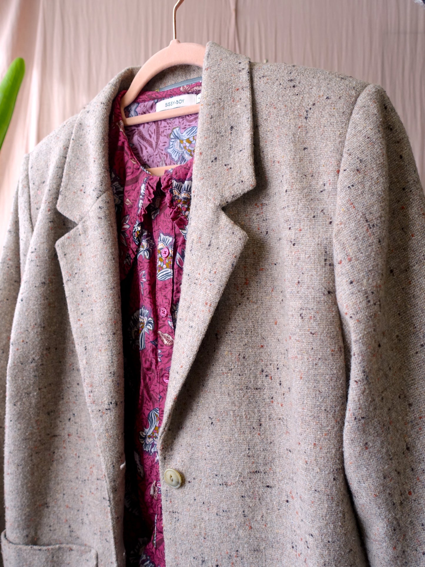 Vintage wool blazer beige melange