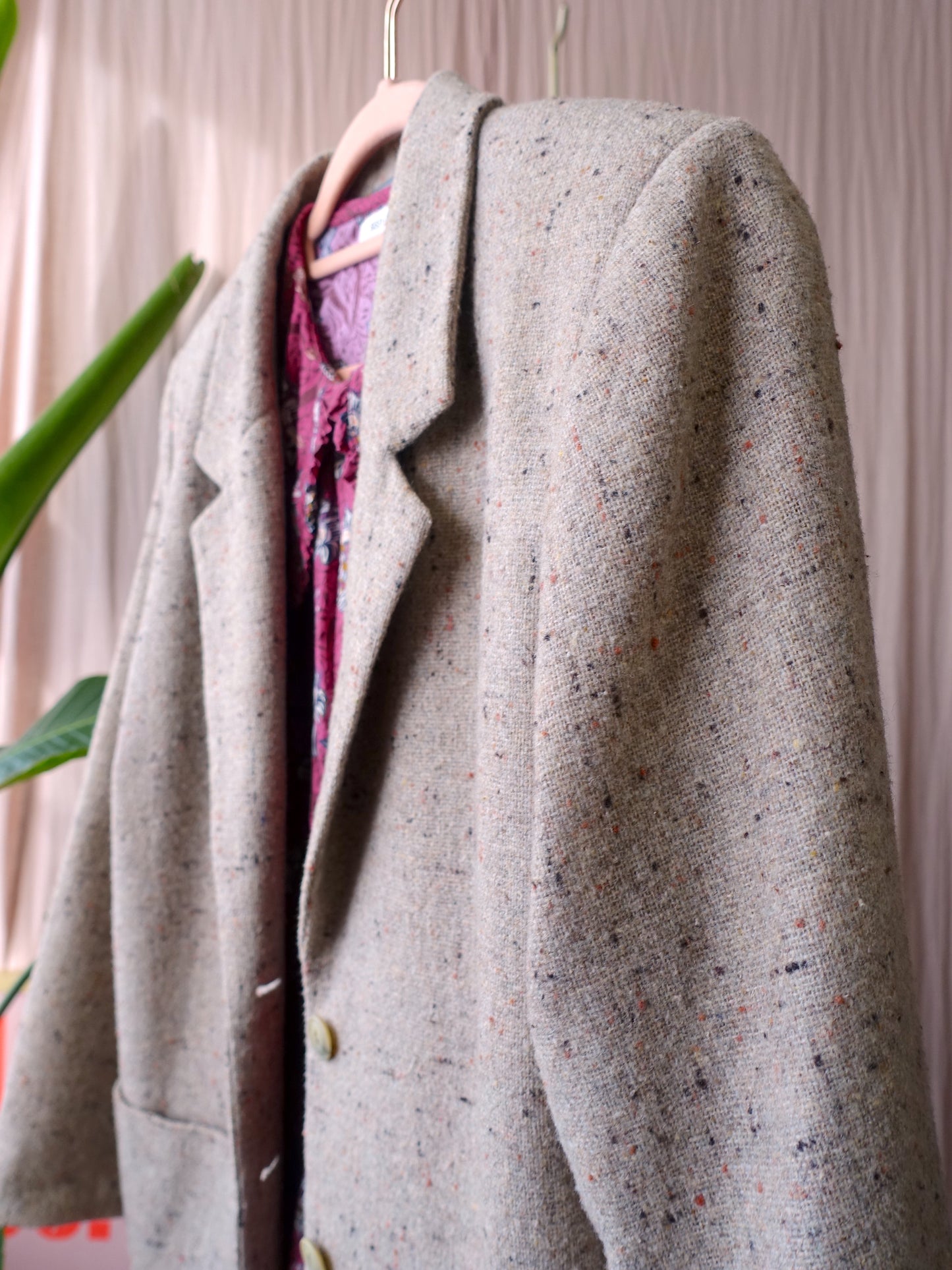Vintage wool blazer beige melange