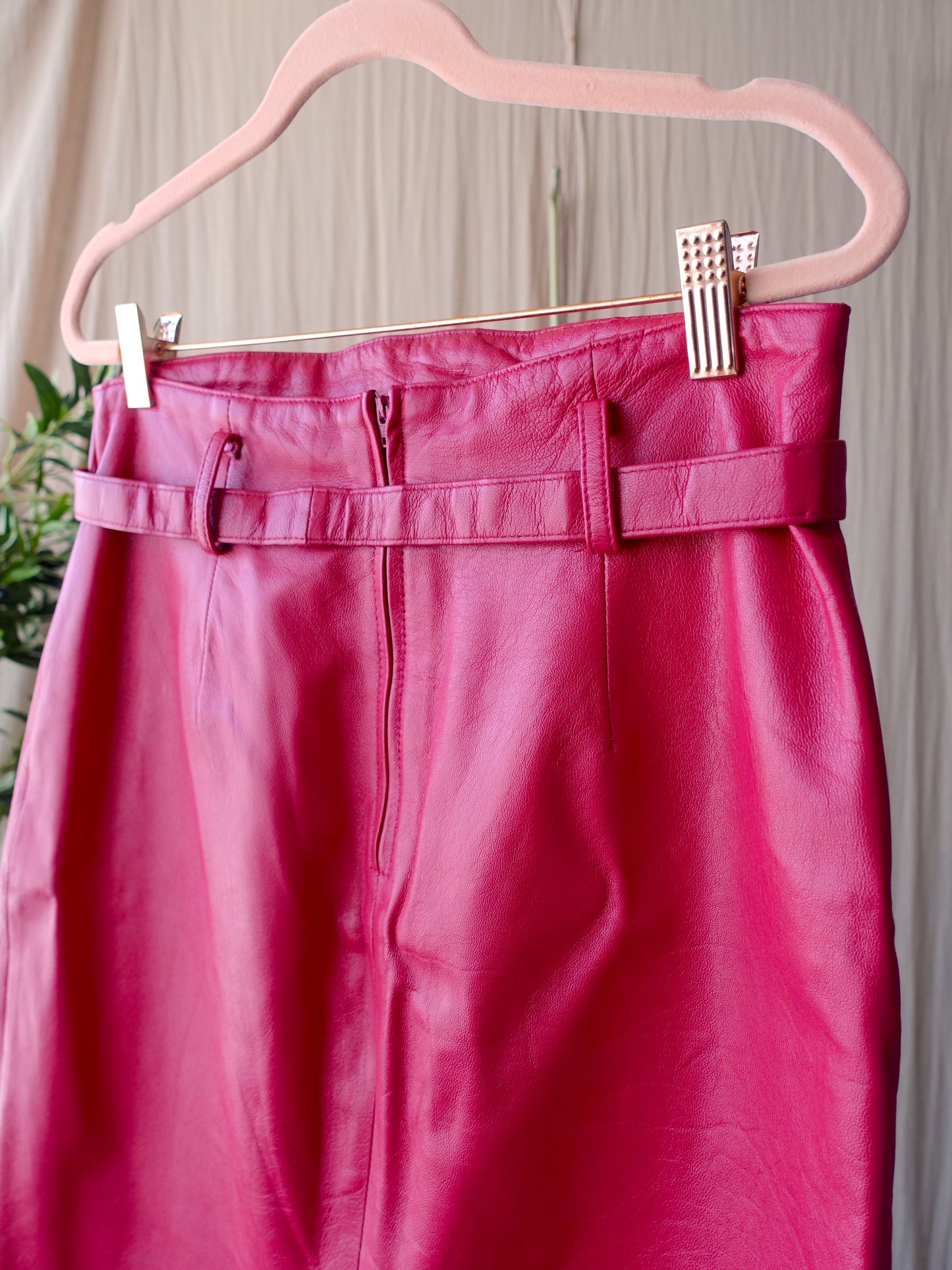 Vintage renaissance leather skirt fuchsia