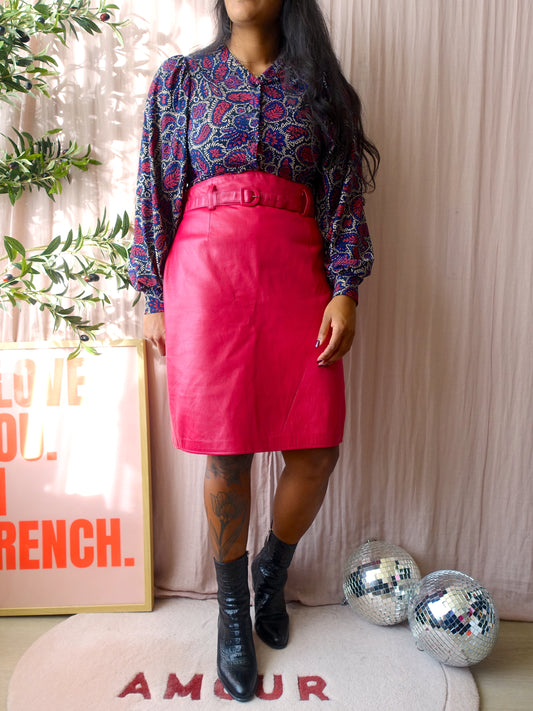 Vintage renaissance leather skirt fuchsia