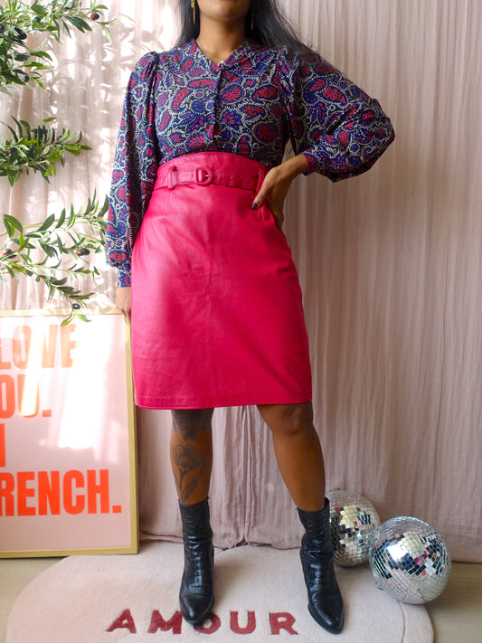 Vintage renaissance leather skirt fuchsia