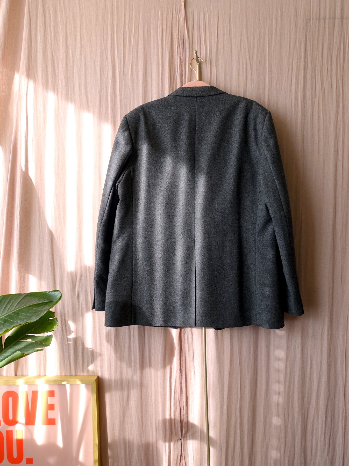 Vintage pure wool blazer antraciet