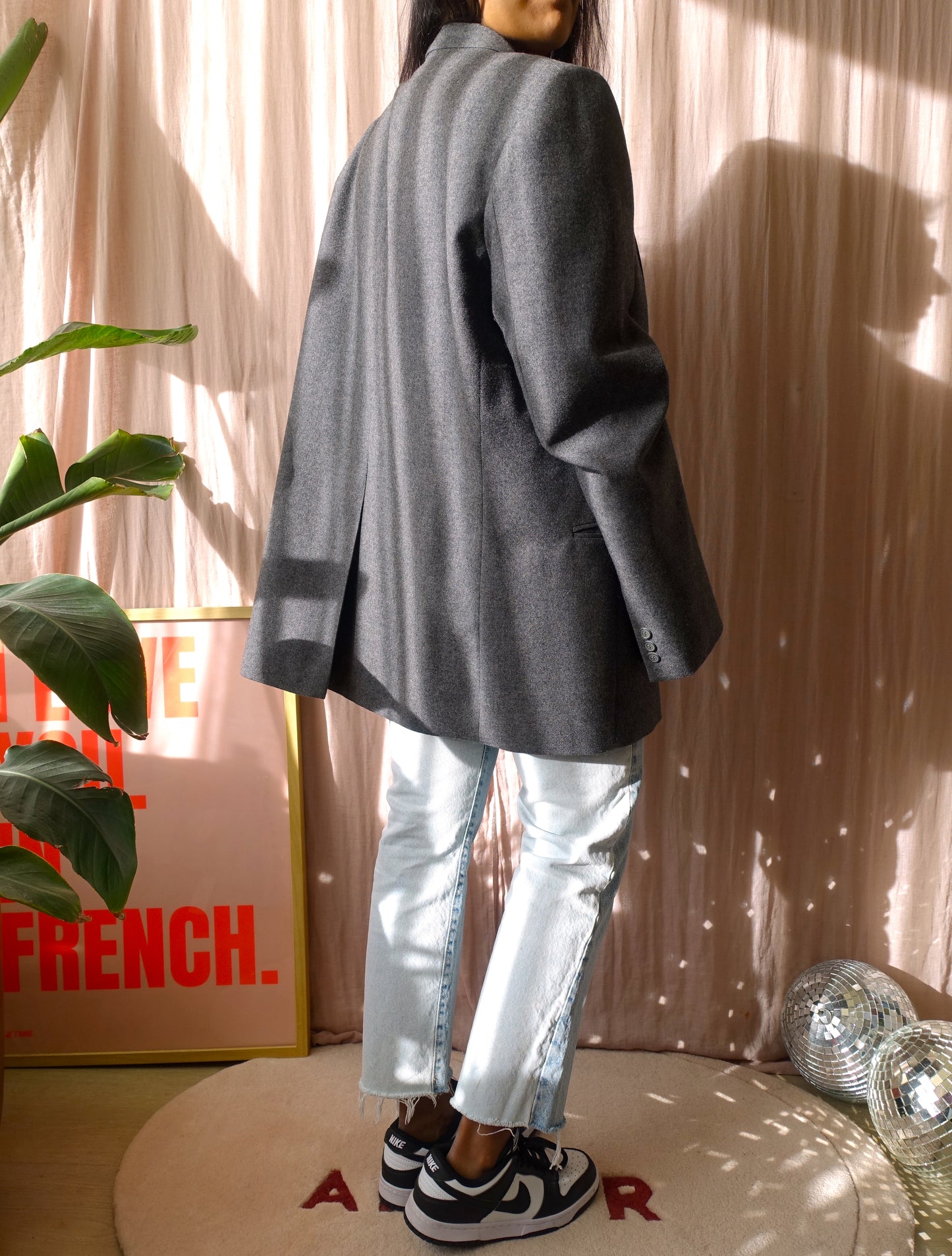 Vintage pure wool blazer antraciet
