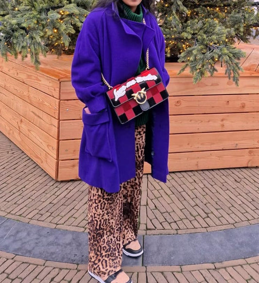 Vintage oversized wool coat purple