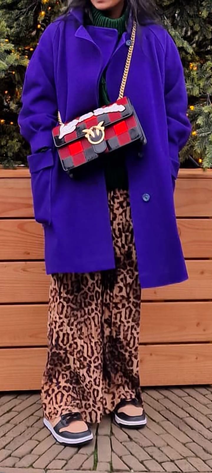 Vintage oversized wool coat purple