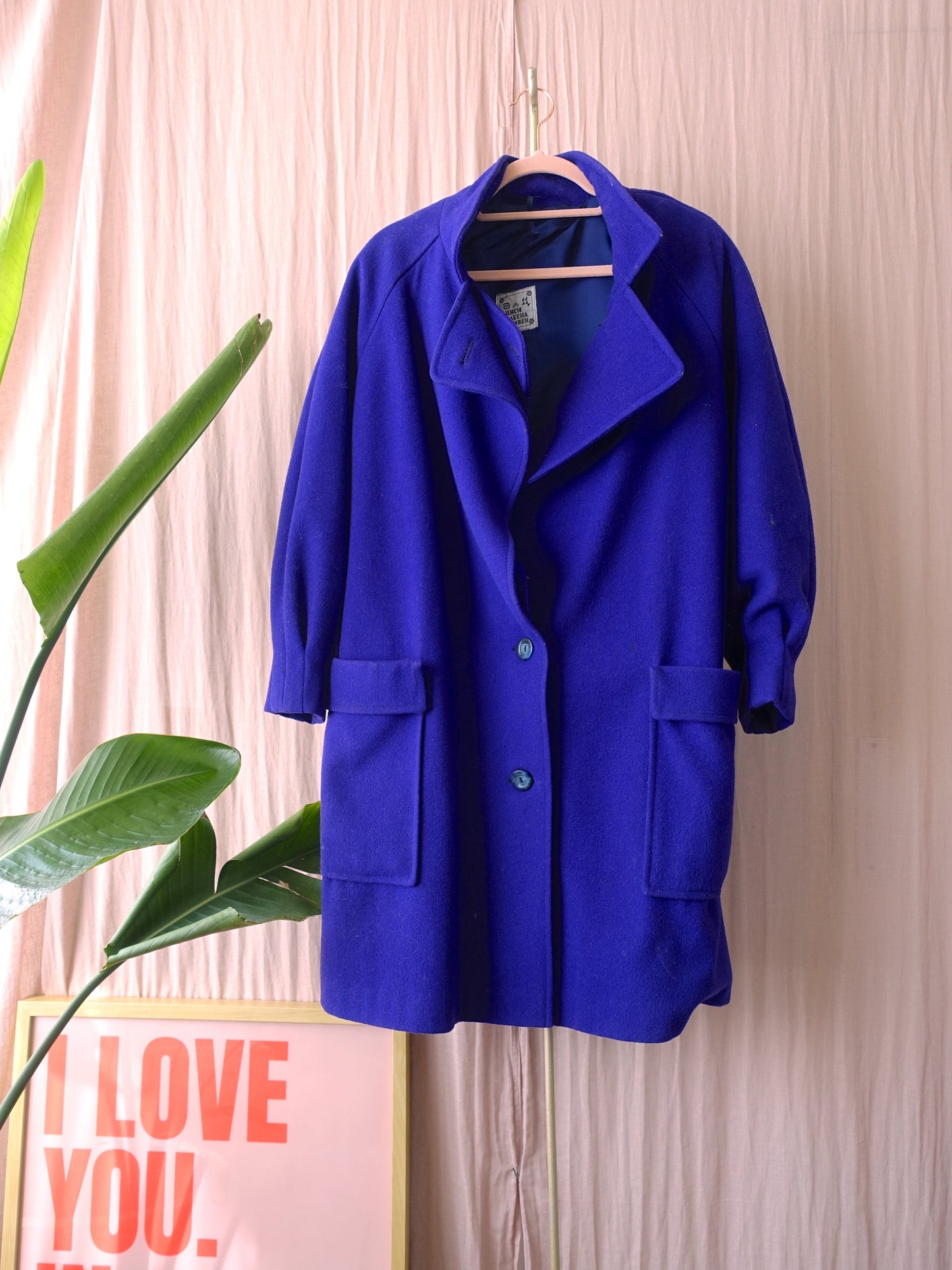 Vintage oversized wool coat purple