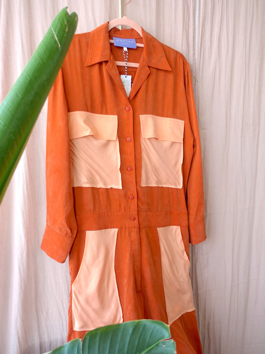 Wasted Atelier cupro jumpsuit rusty papaya