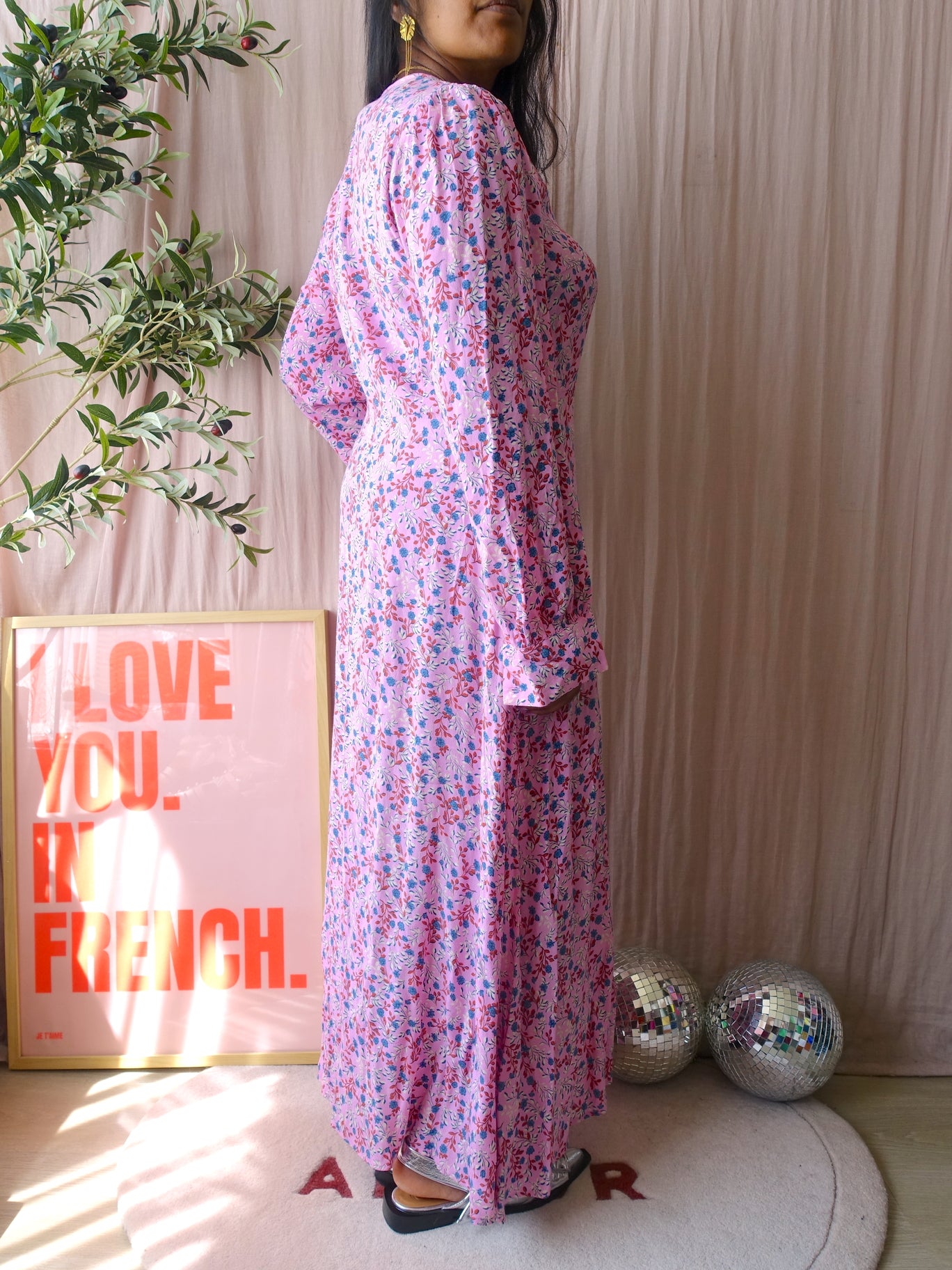 Y.A.S. maxi floral jurk icy pink