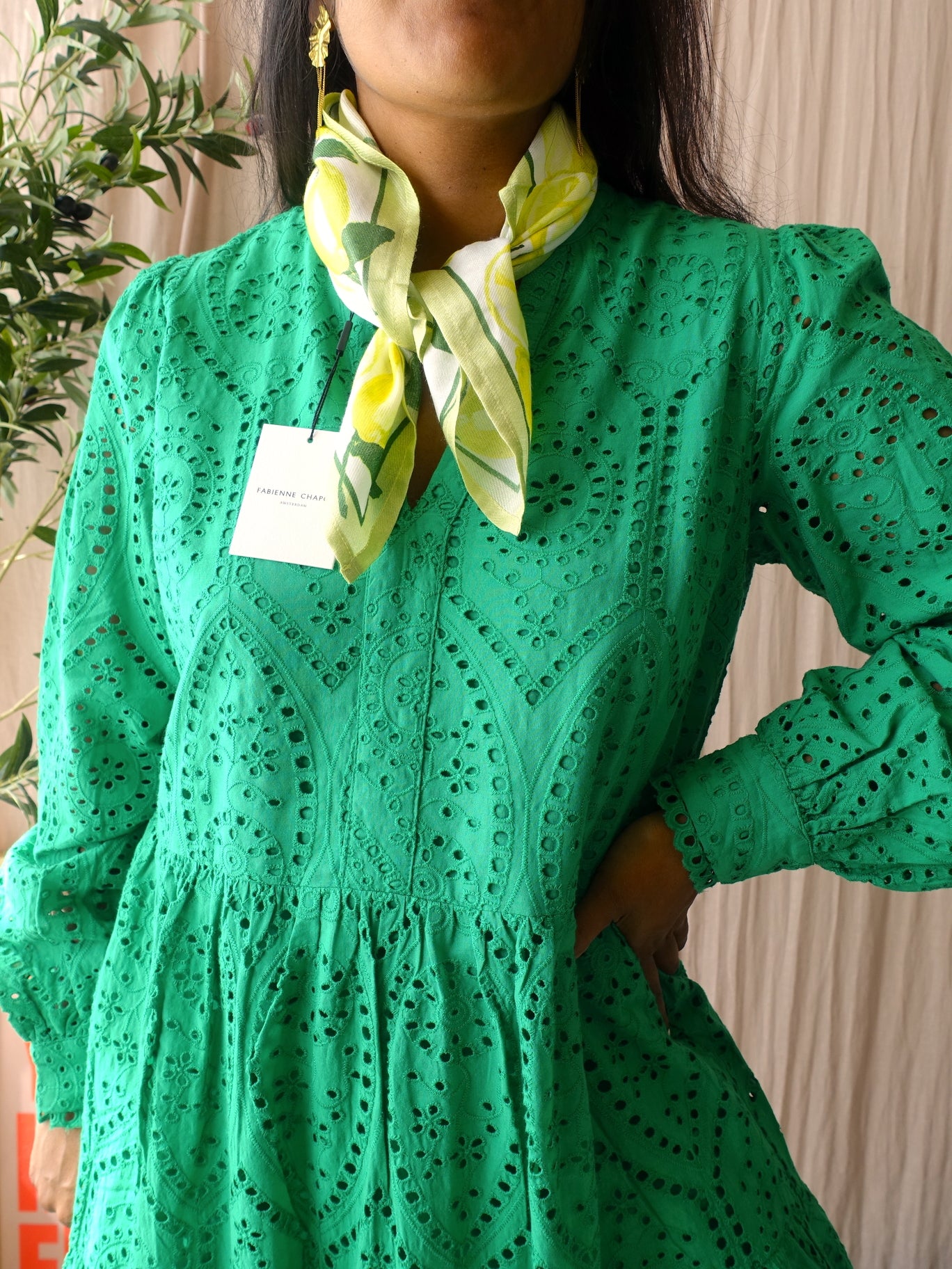 Y.A.S. yasholi broderie anglaise jurk jelly bean