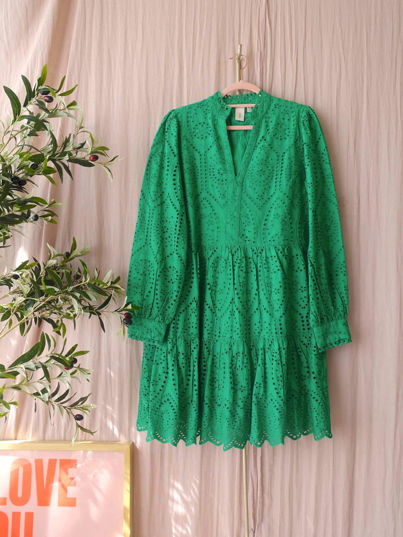 Y.A.S. yasholi broderie anglaise jurk jelly bean