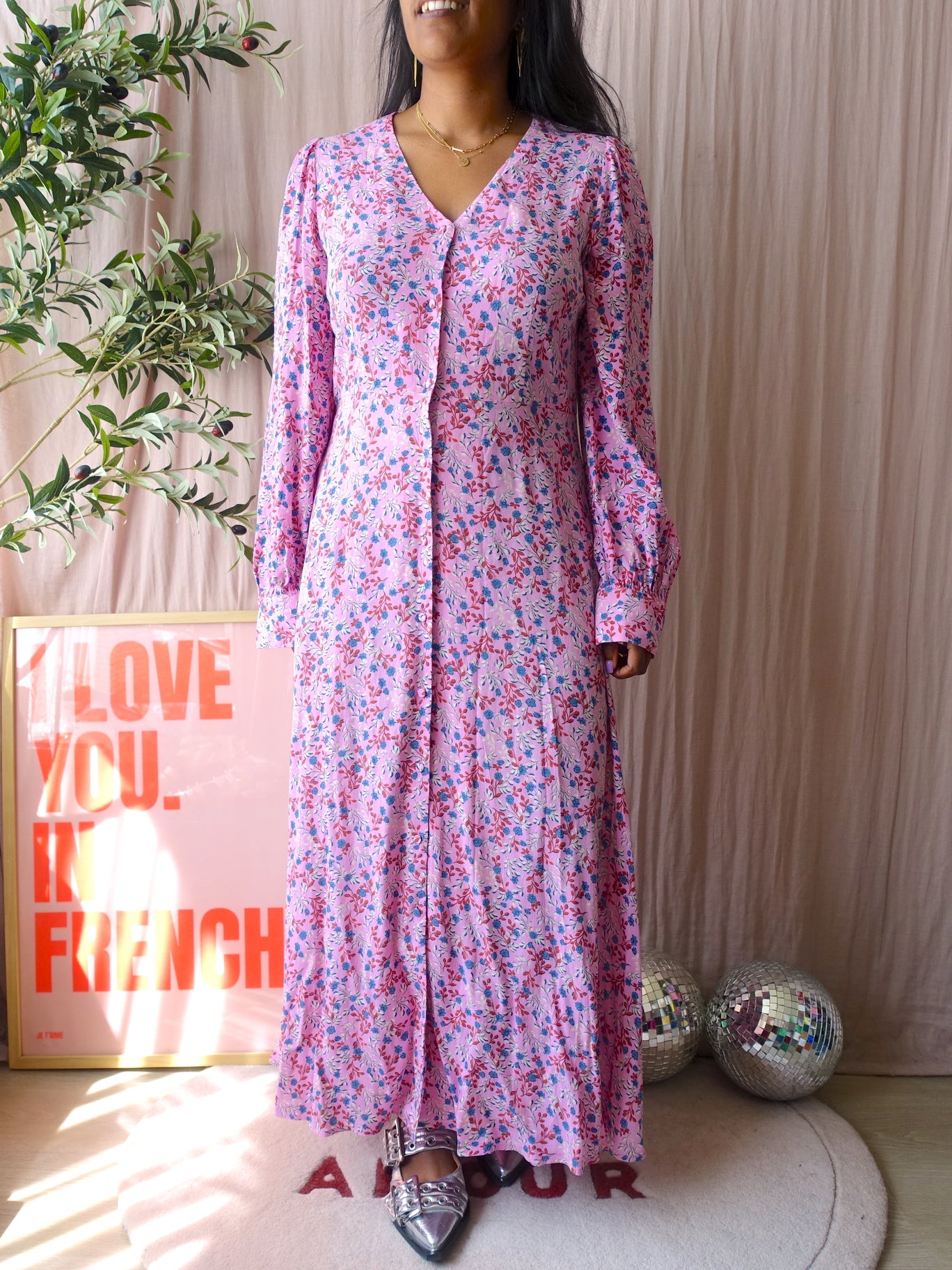 Y.A.S. maxi floral jurk icy pink