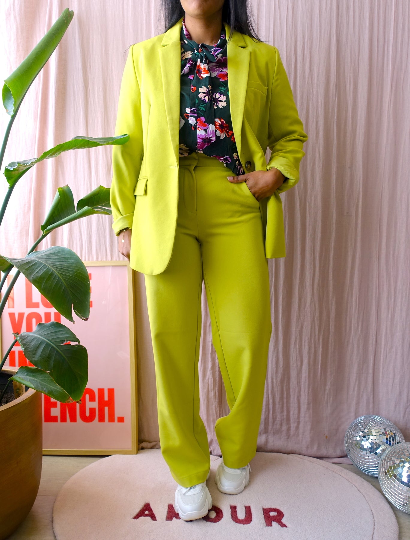 Y.A.S wide leg high rise broek apple green