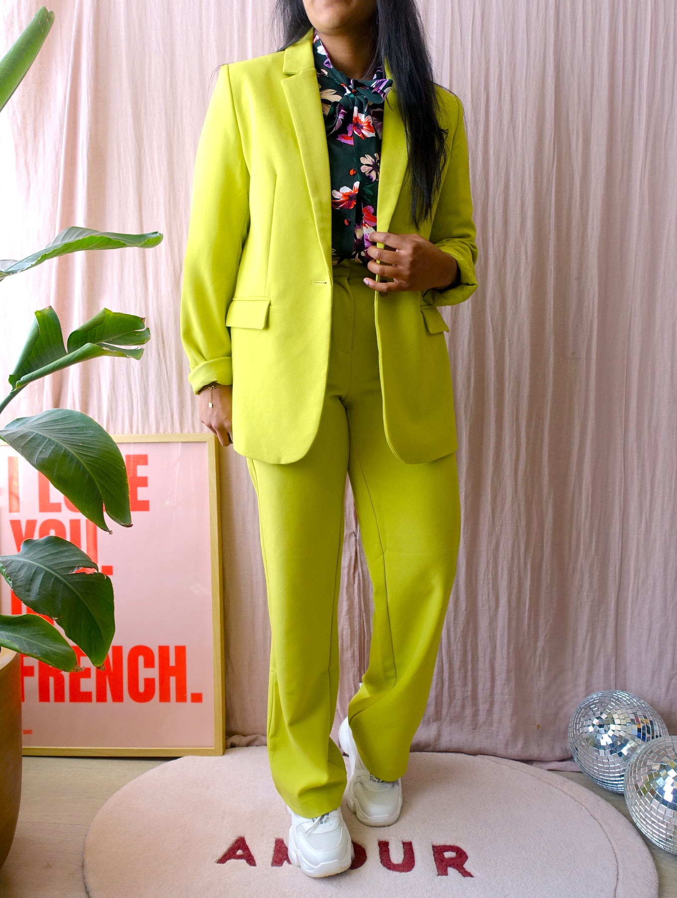 Y.A.S wide leg high rise broek apple green
