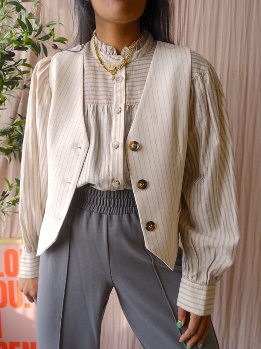 Ydence nadine pinstripe gilet ecru
