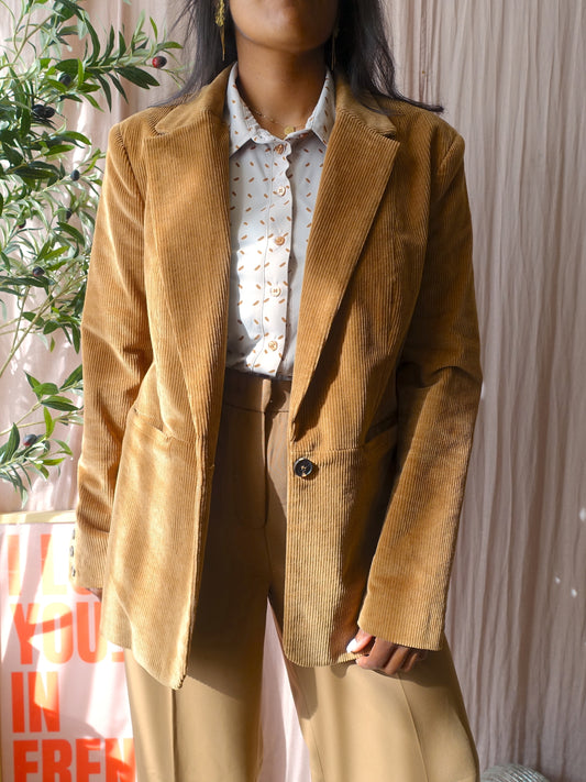 Yaya ribcord blazer caramel crunch
