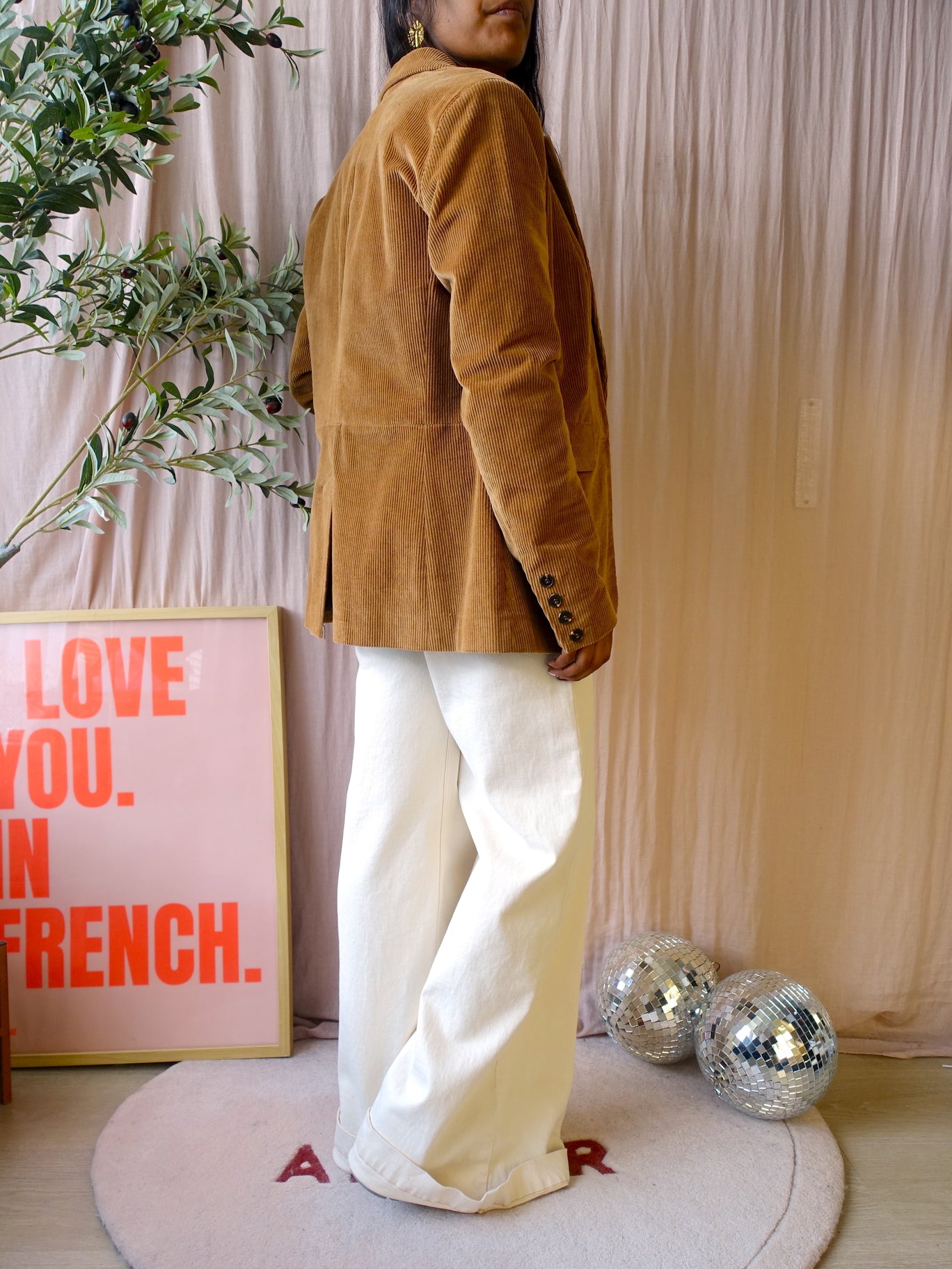 Yaya ribcord blazer caramel crunch