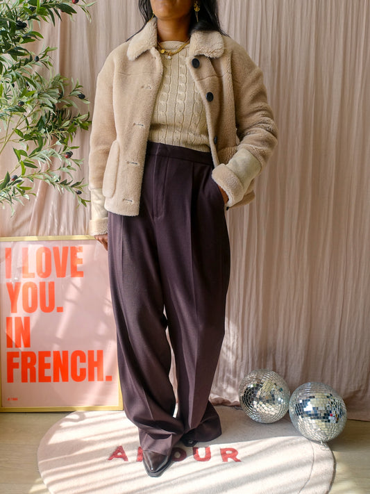 Yaya peyote wool teddy jack latte beige