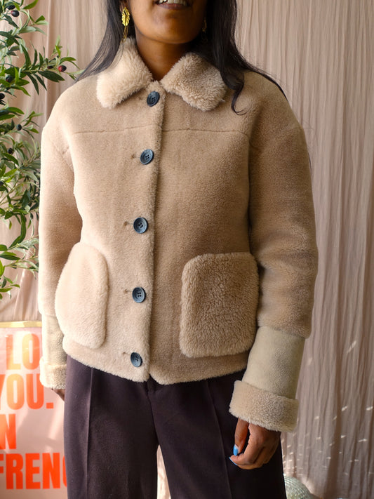 Yaya peyote wool teddy jack latte beige