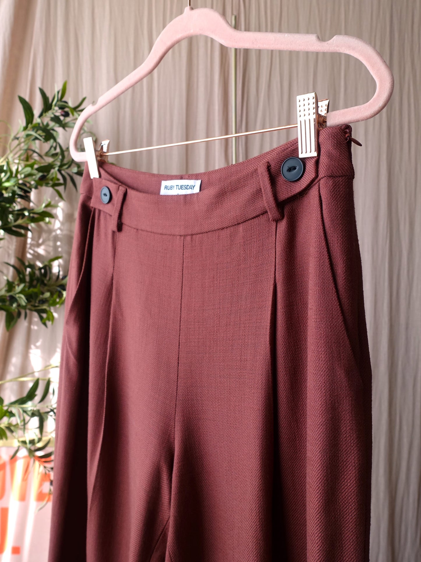 Ruby Tuesday high waist wide leg pants ruby wine