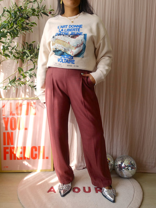 Ruby Tuesday high waist wide leg pants ruby wine