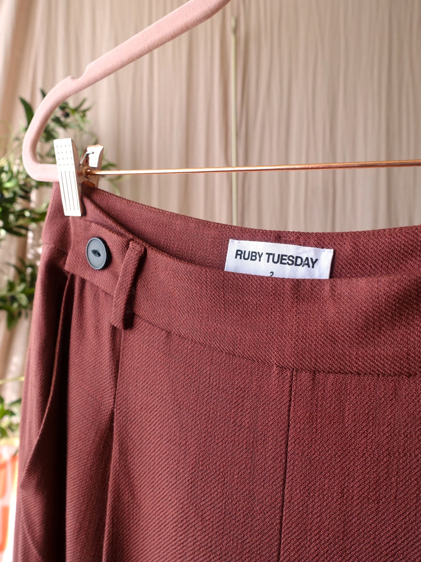 Ruby Tuesday high waist wide leg pants ruby wine