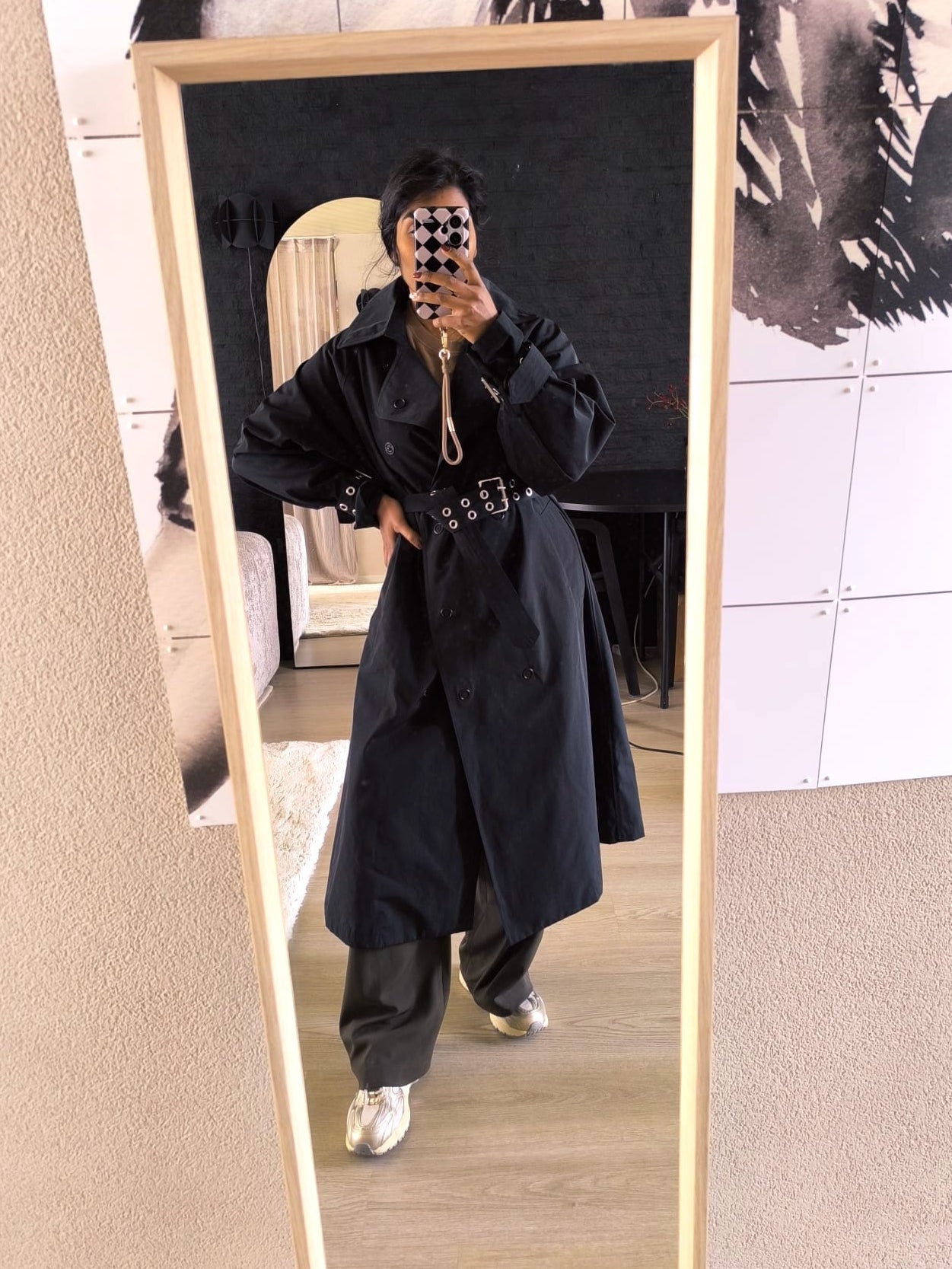 Zara the lightweight eyelet trenchcoat zwart