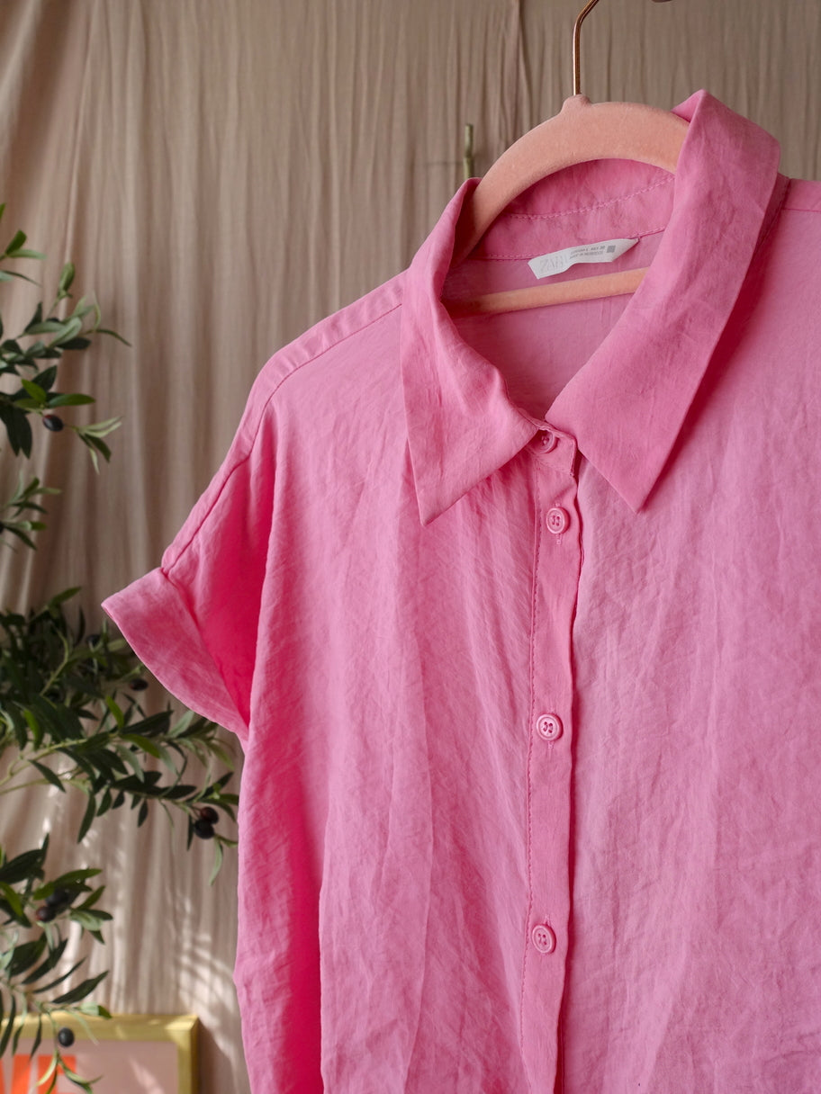 Zara modal knot blouse pink lemonade