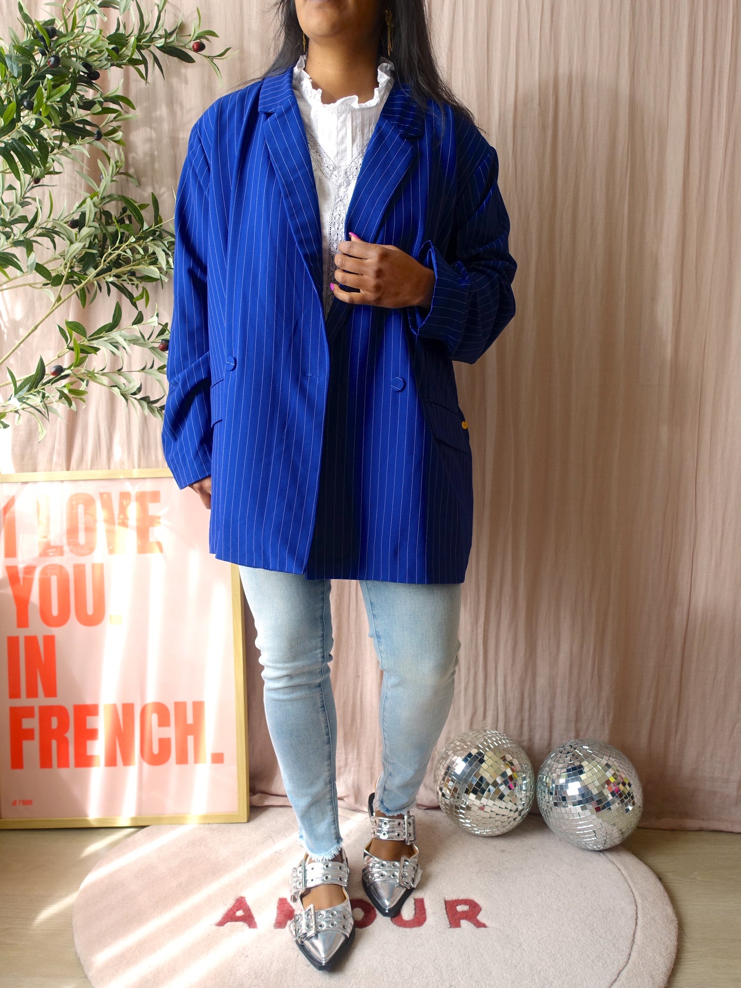 Zoey dulche pinstripe blazer classic blue