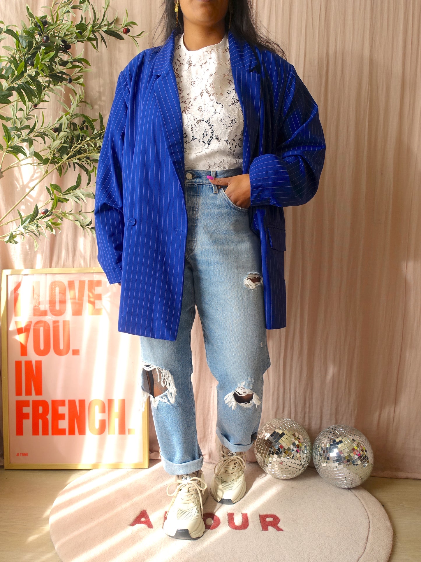 Zoey dulche pinstripe blazer classic blue