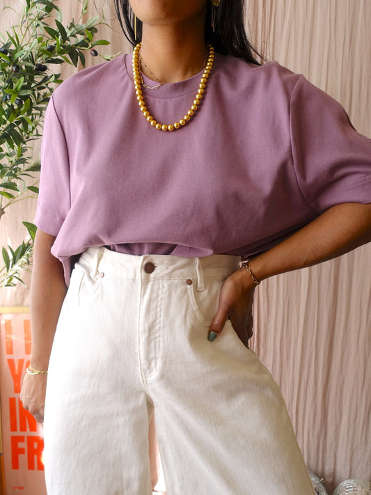 Essentiel Antwerp oversized cotton & silk etic tee mauve lilac