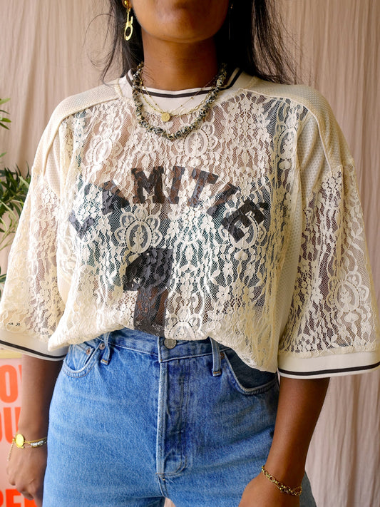 Haute L'Amitié lace football tee pearl