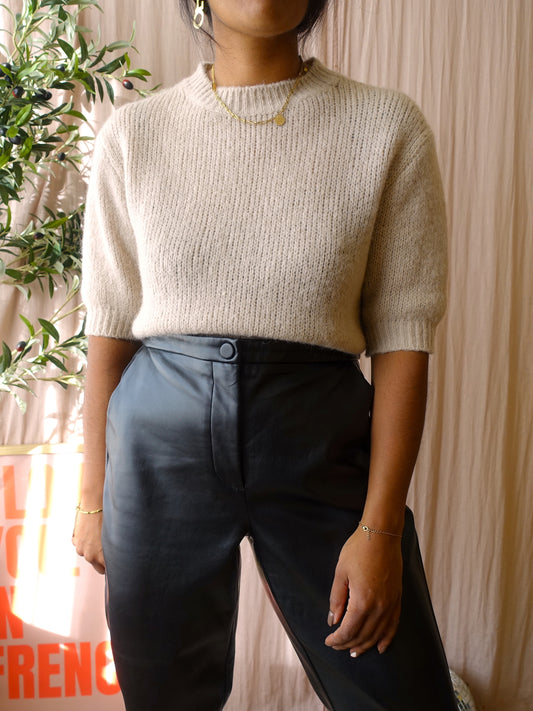 Nukus kitty woolmix knit pullover latte beige