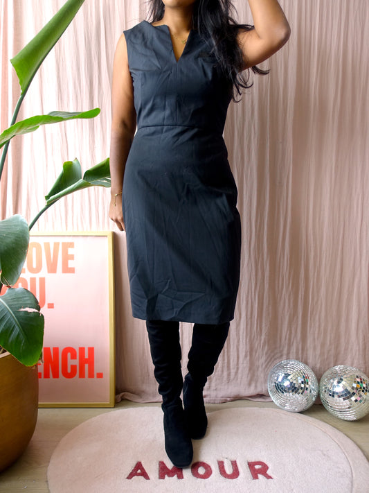 Paul Smith original suited wool & leather midi jurk zwart