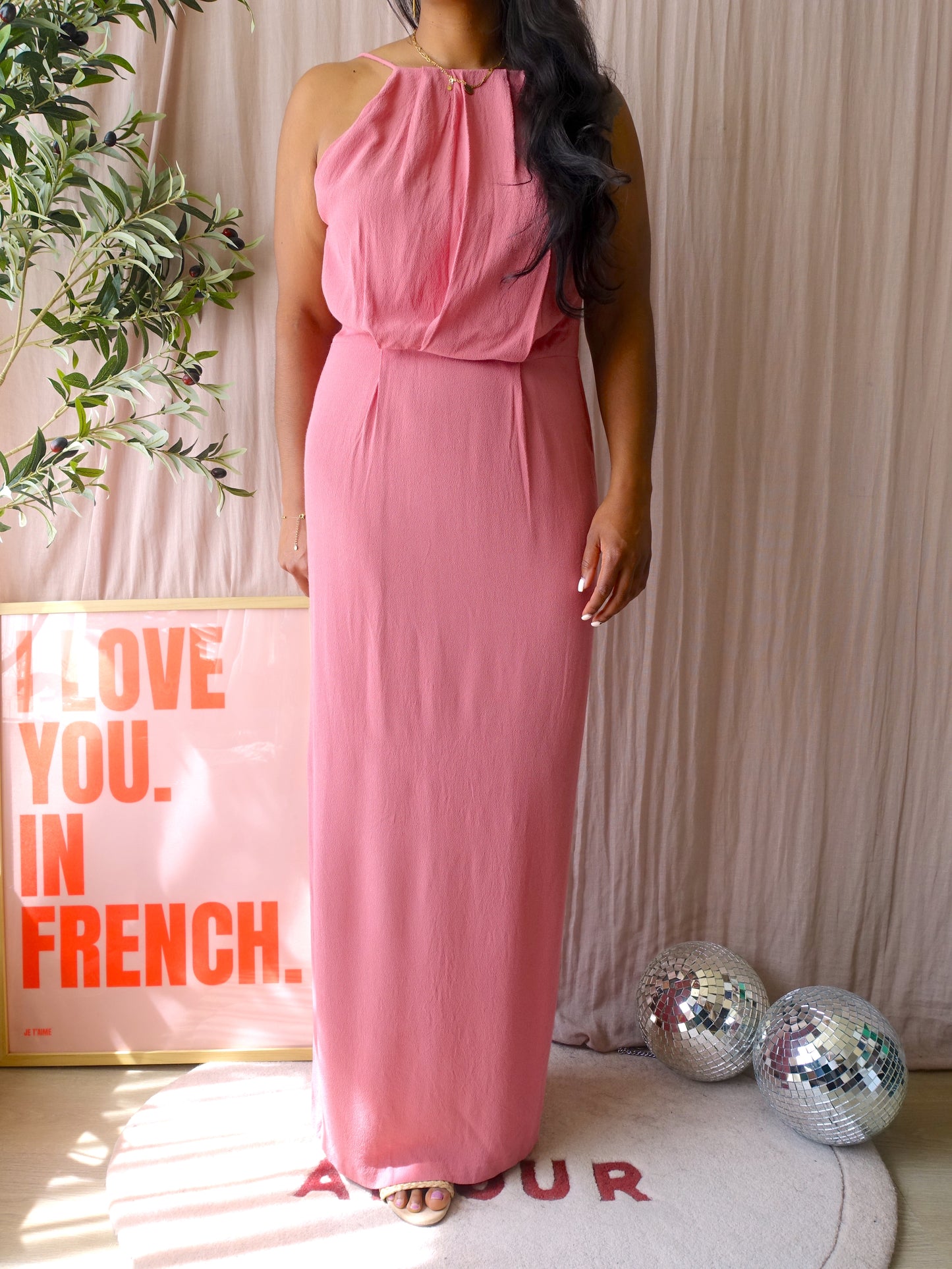 Samsøe Samsøe Willow lace back maxi jurk rosa