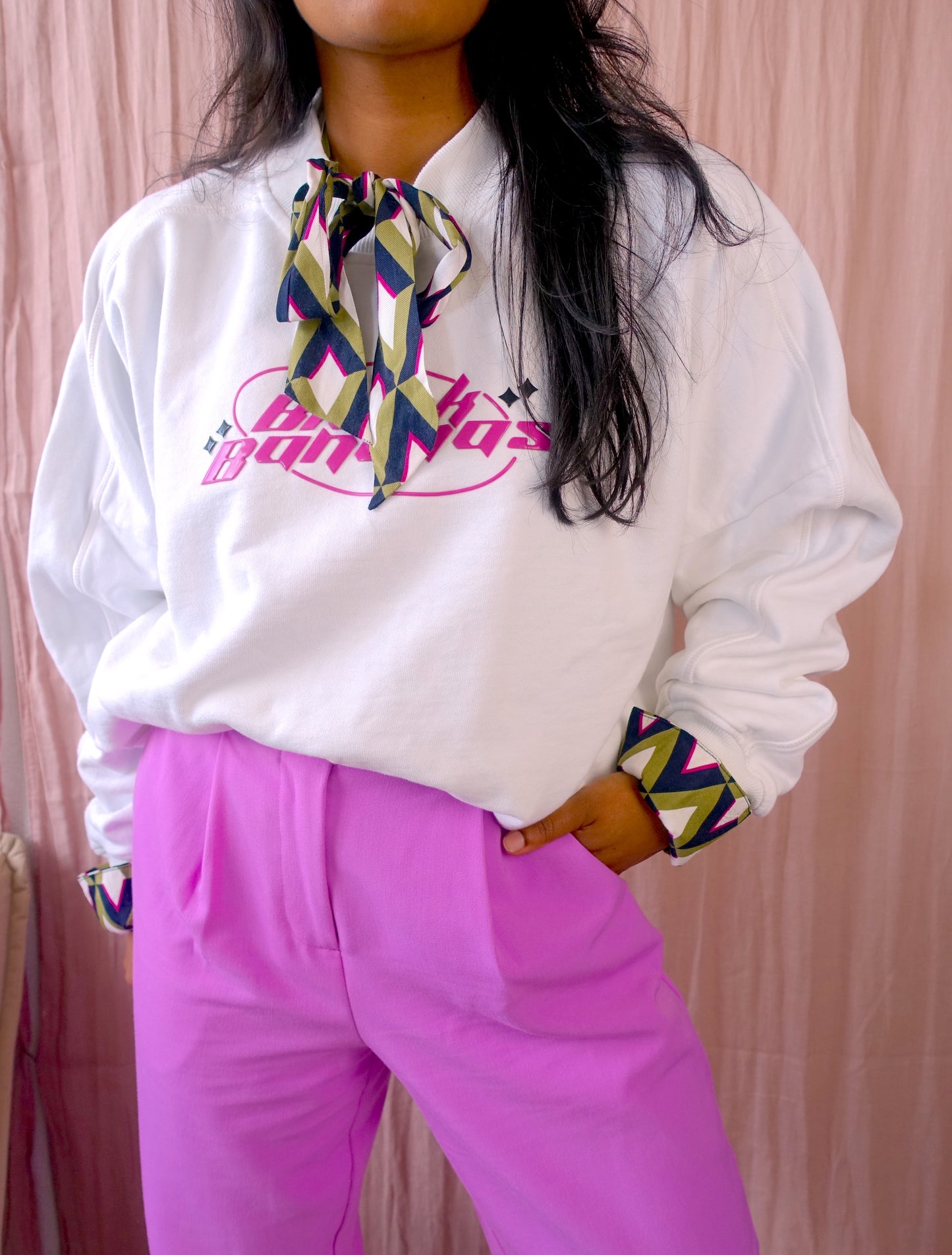 Black Bananas oversized sweater white pink