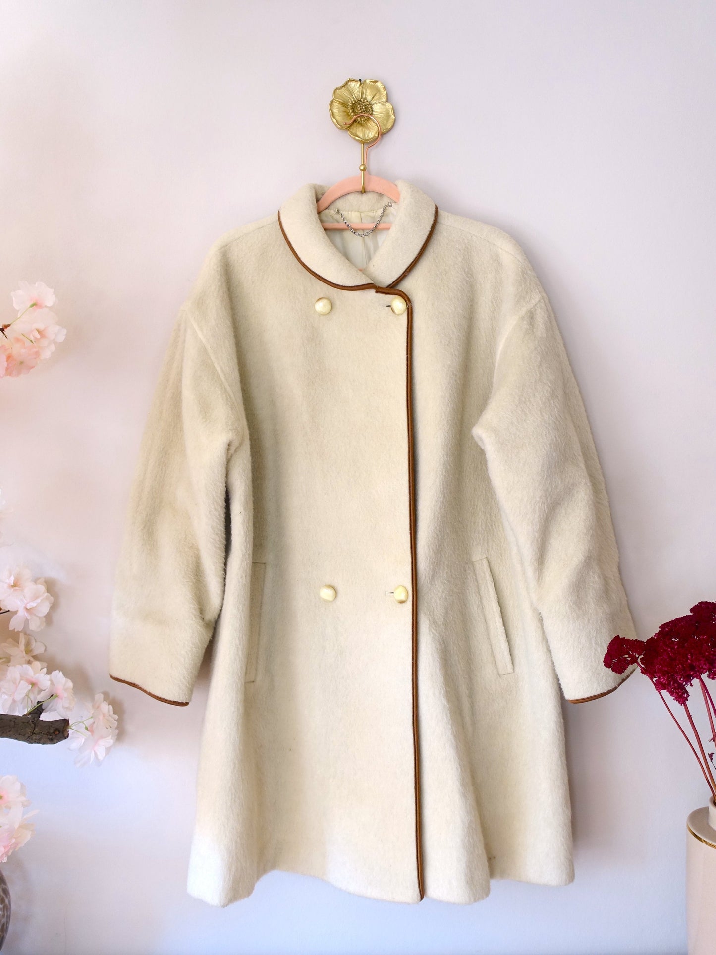 Vintage oversized wool coat creme