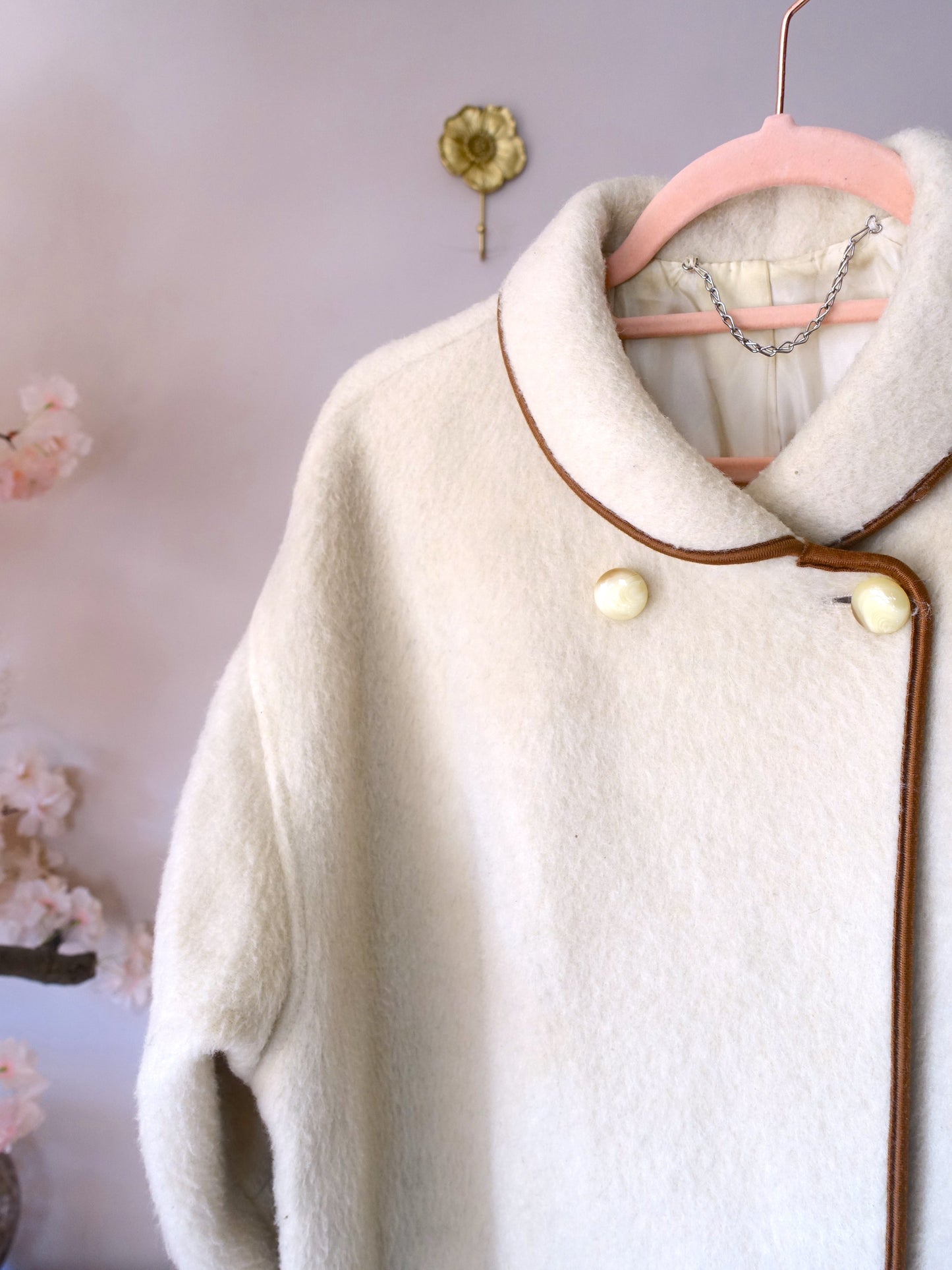 Vintage oversized wool coat creme