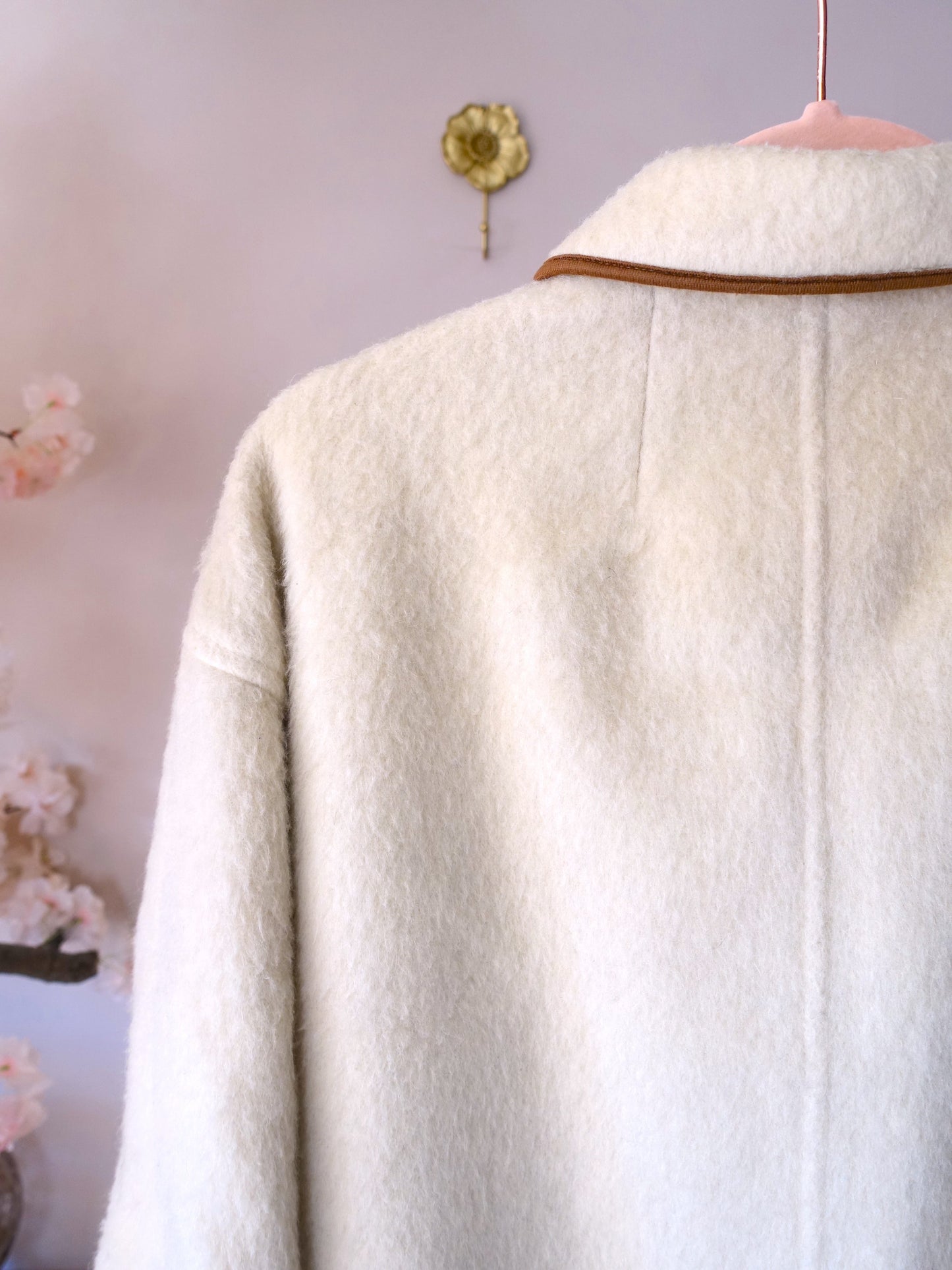 Vintage oversized wool coat creme