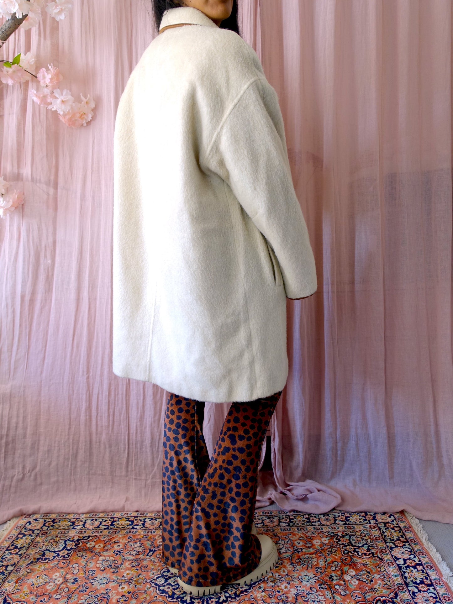 Vintage oversized wool coat creme