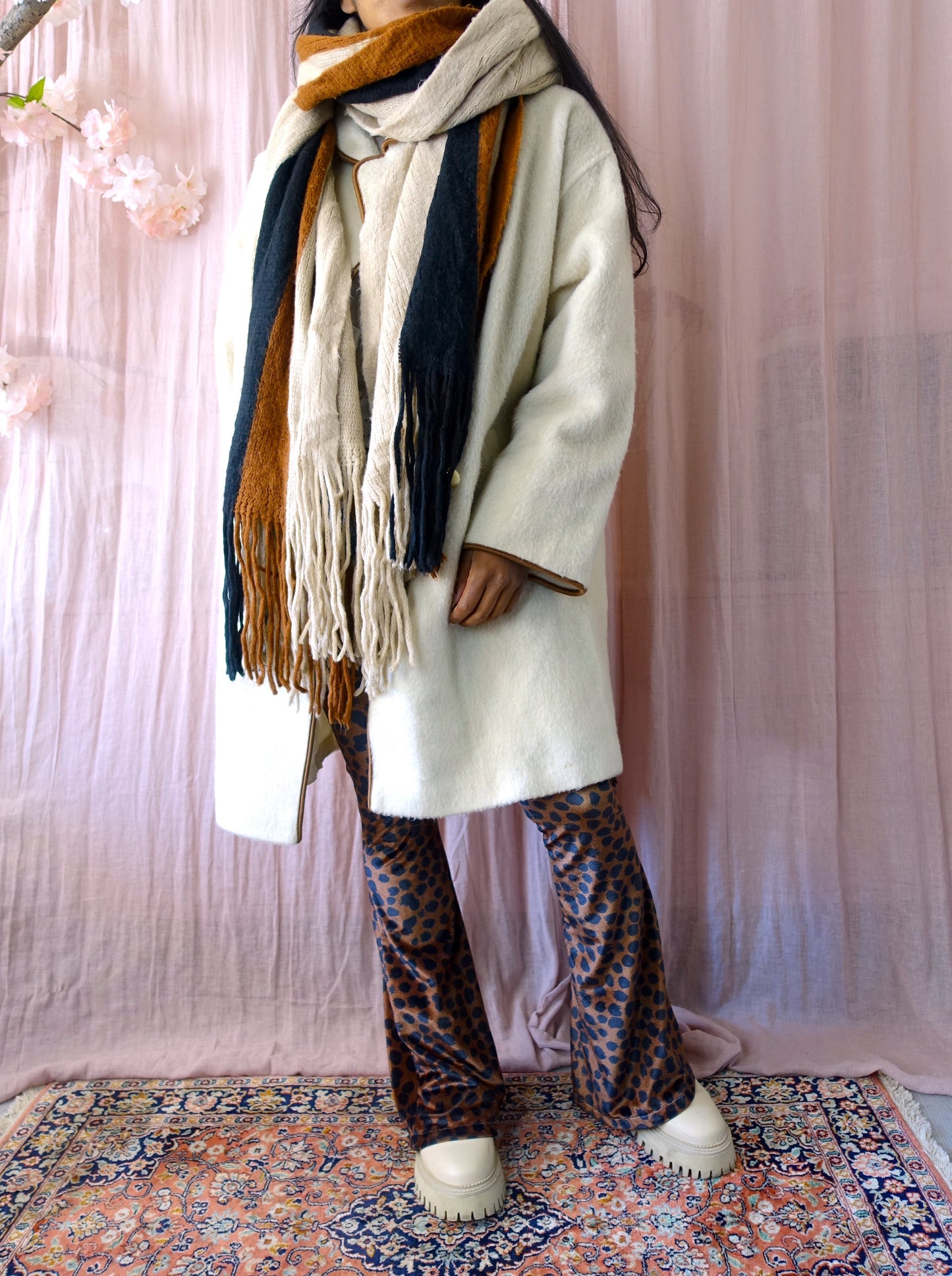 Vintage oversized wool coat creme
