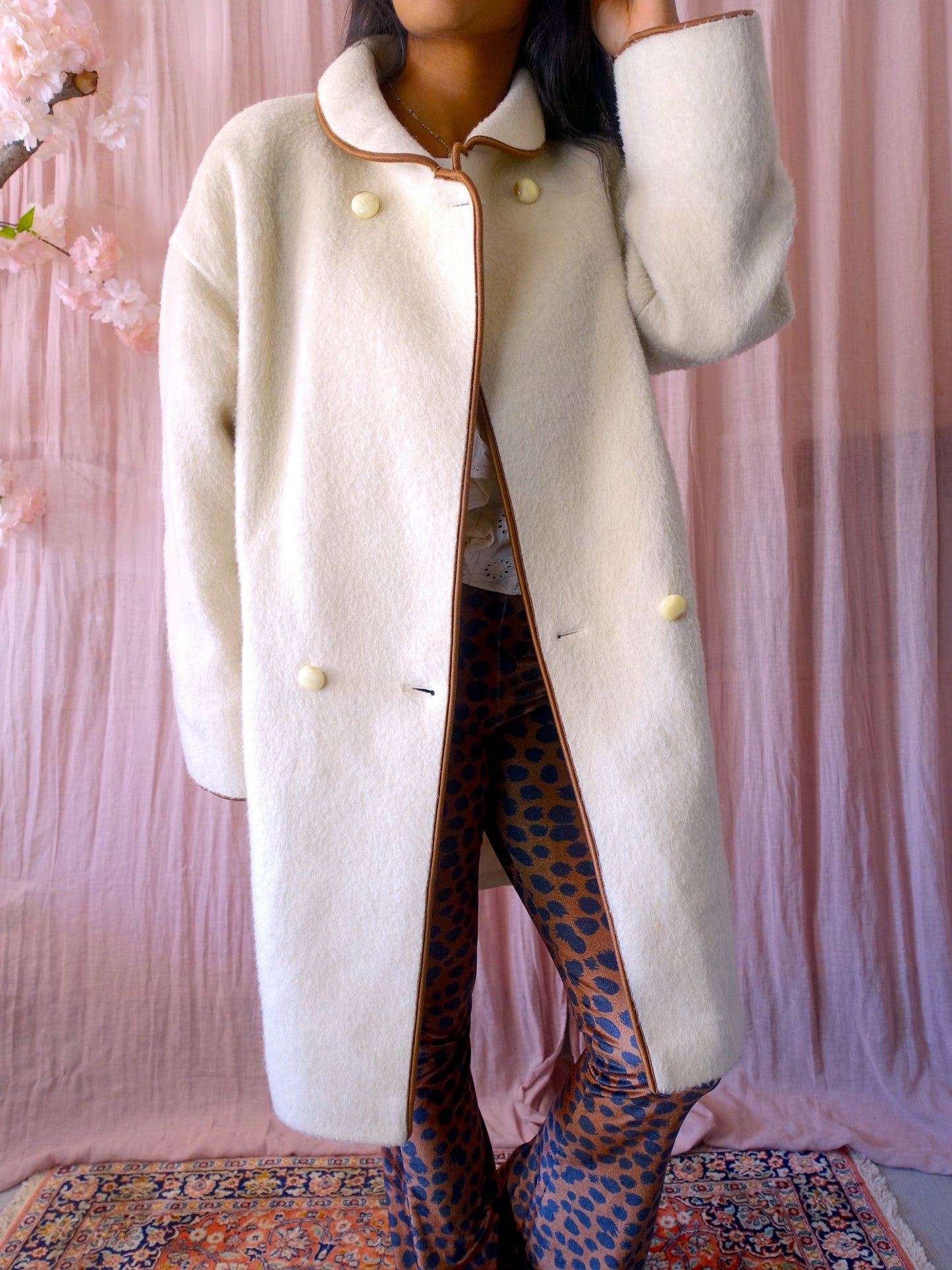Vintage oversized wool coat creme
