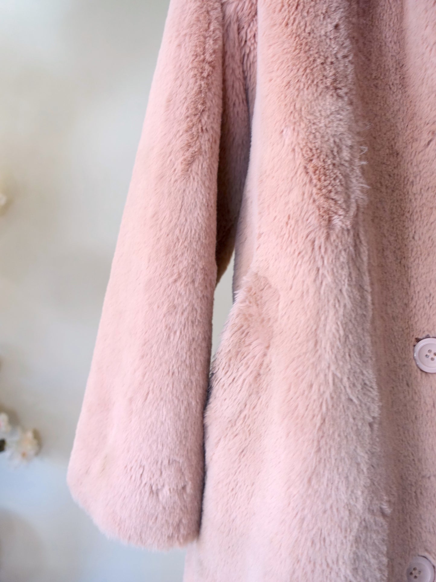 STAND Studio faux fur belted jack peony / navy