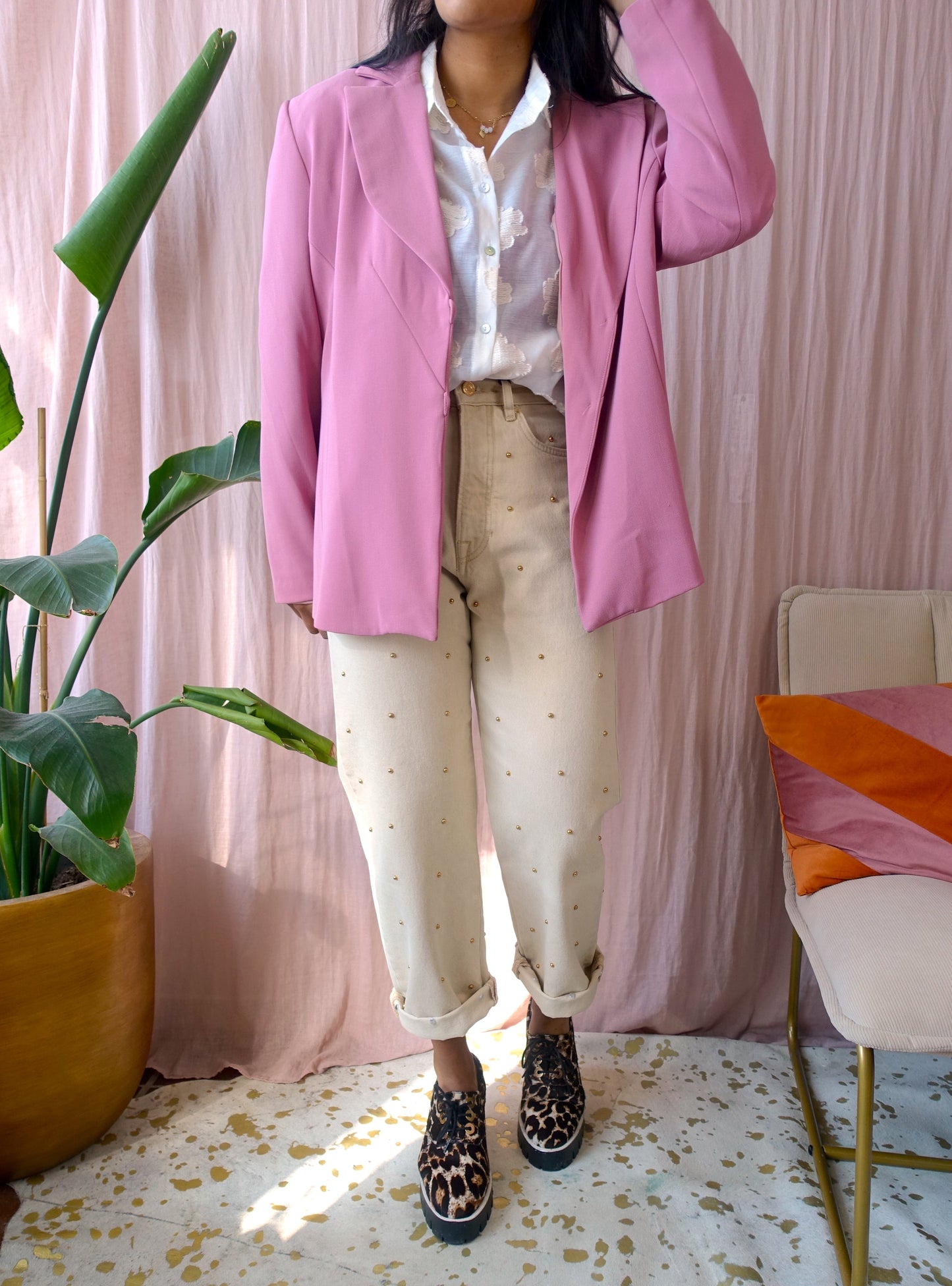 Vintage Parsienne blazer oudroze