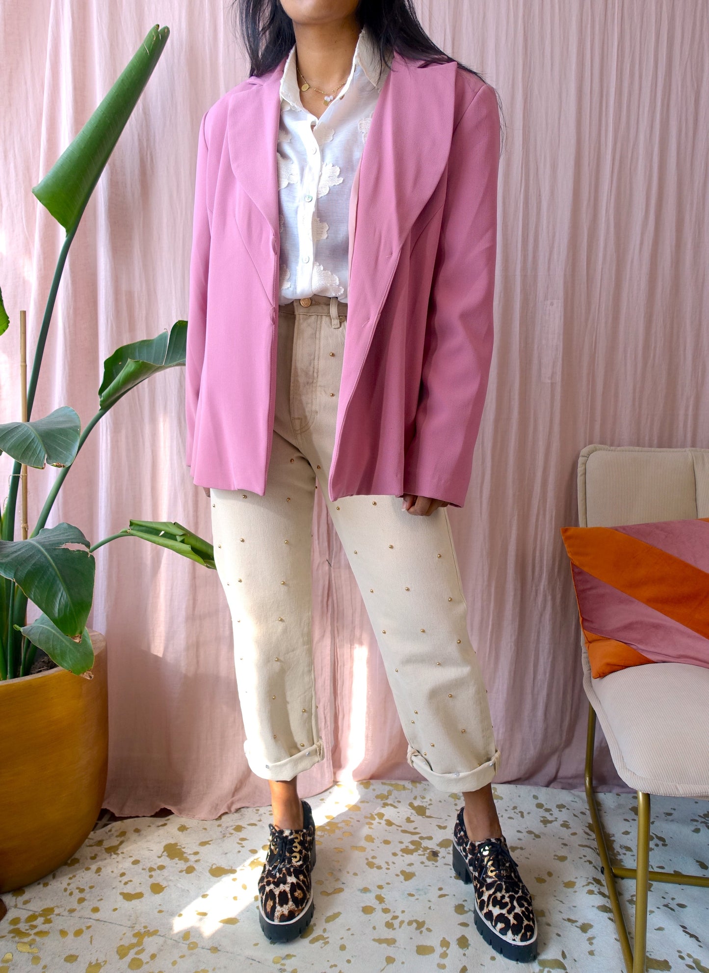 Vintage Parsienne blazer oudroze
