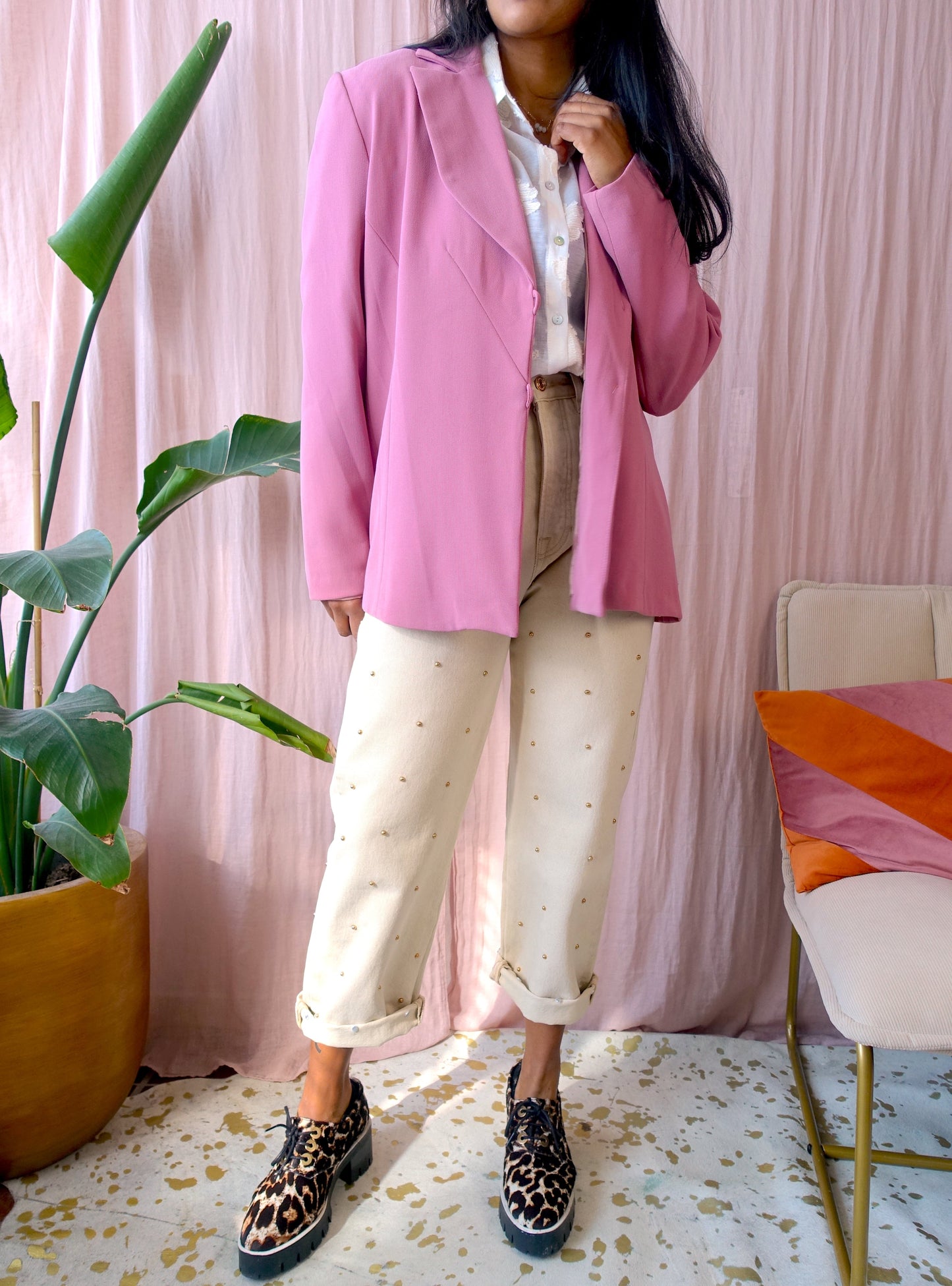 Vintage Parsienne blazer oudroze