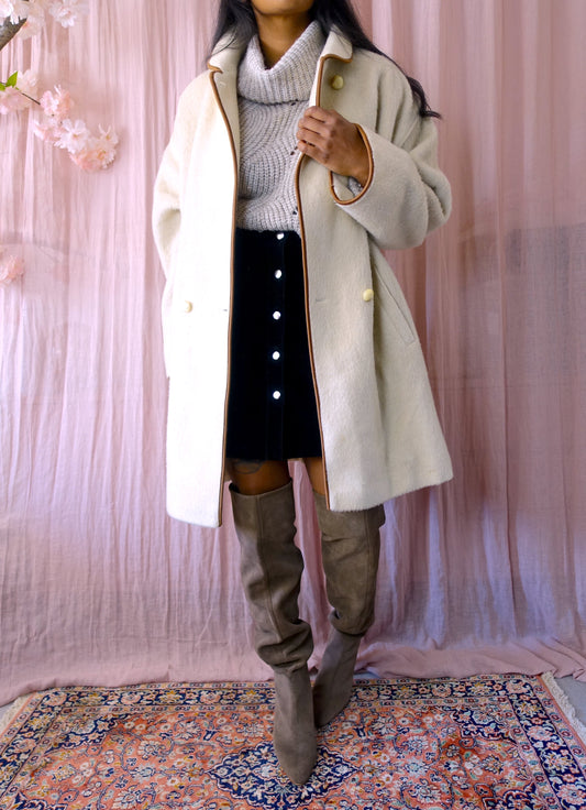 Vintage oversized wool coat creme