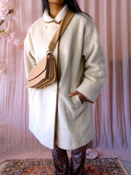 Vintage oversized wool coat creme