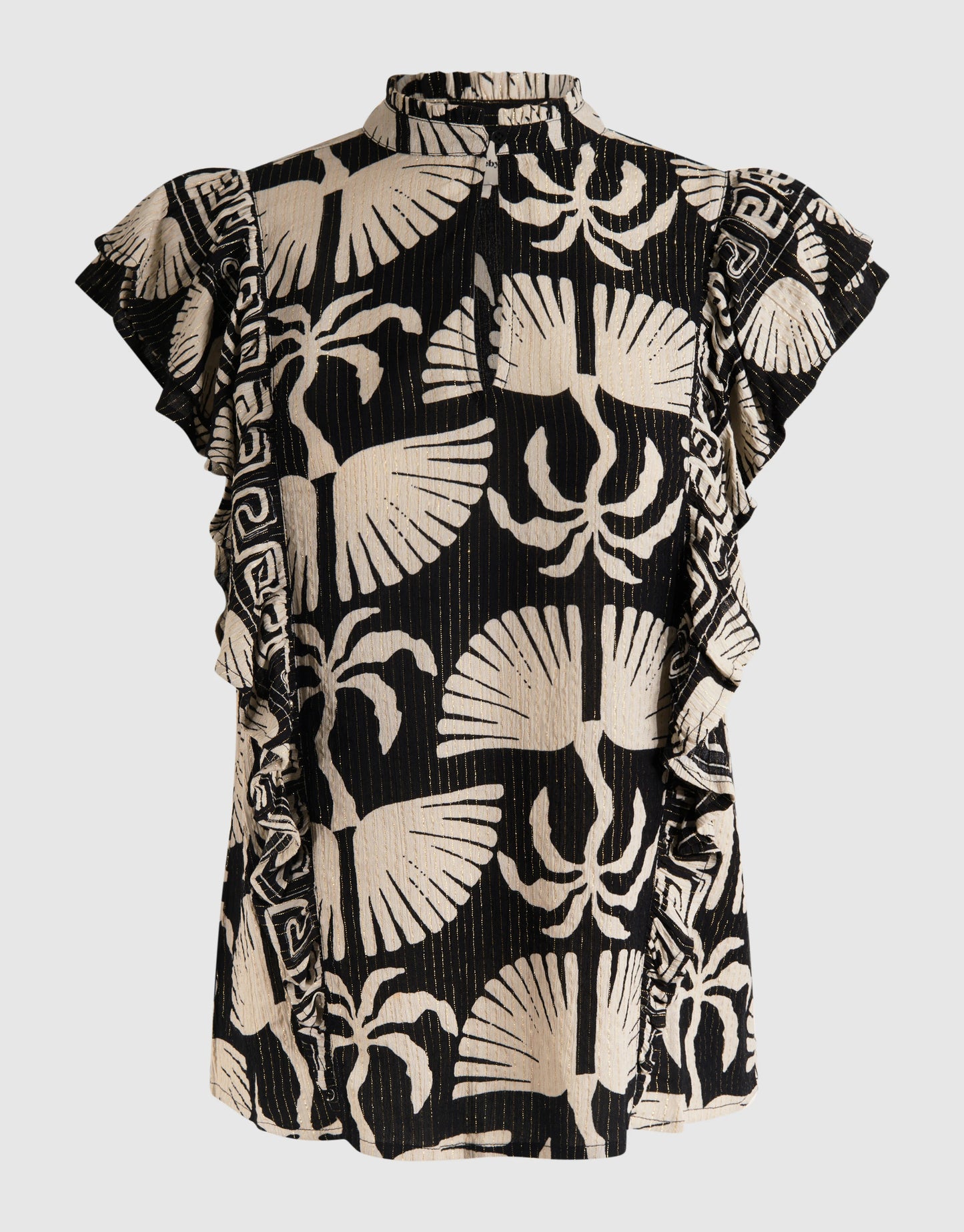 Shoeby palm print lurex ruffle top